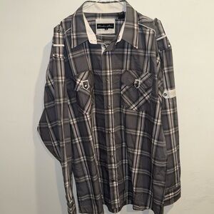 Black Label Charcoal Plaid Button Down Shirt